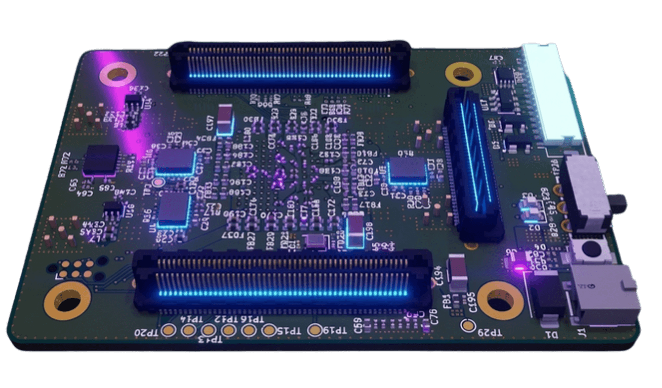 8-layer software-defined radio PCB render